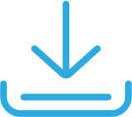Icona di freccia che punta verso il basso con profilo blu.