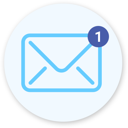 Icona di e-mail che mostra una notifica di ricezione di un nuovo messaggio.